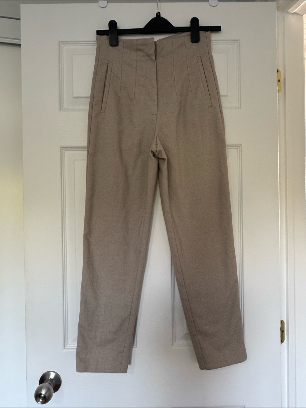 Zara Taupe High-Waist Tailored Trousers